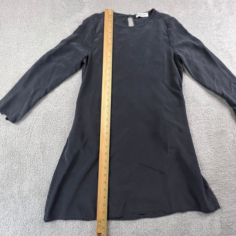 Everlane 100%‎ Silk Dress Womens XS Black Sandwashed Keyhole Back Minimalist - Picture 9 of 11